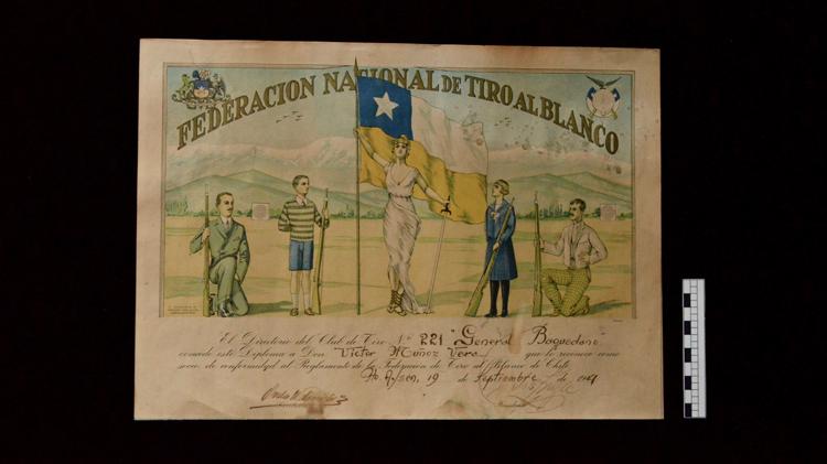 Diploma Federación Nacional de Tiro al Blanco N° de inventario 734
