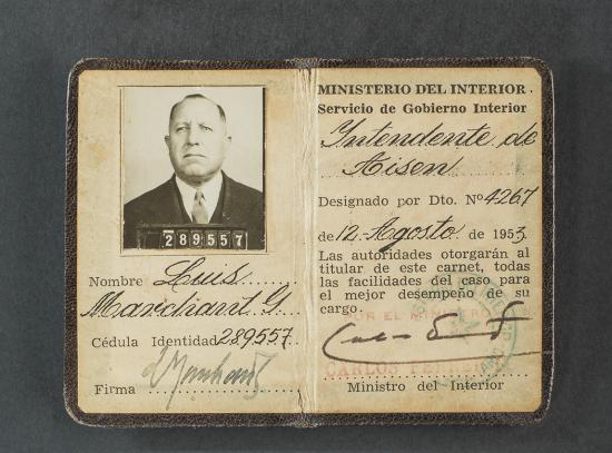 Cédula de identidad del intendente general Marchant, 1953