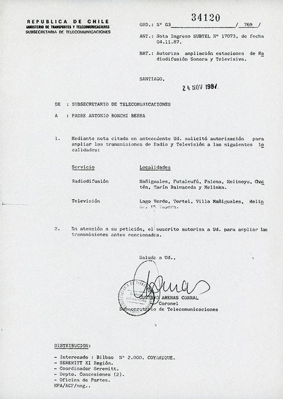 Autorización de ampliación de transmisiones de radio y televisión